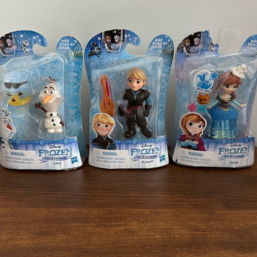 NEW  of 3 Disney Frozen Little Kingdom- Olaf, Anna, and Kristoff